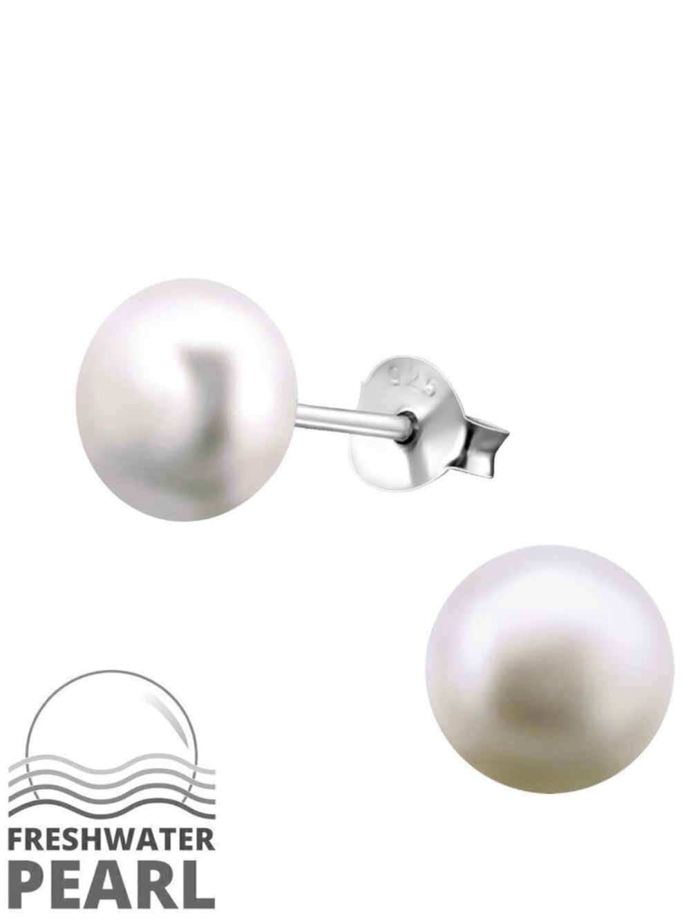 Sterling Silver Freshwater Pearl Stud Earrings Light Purple 7mm